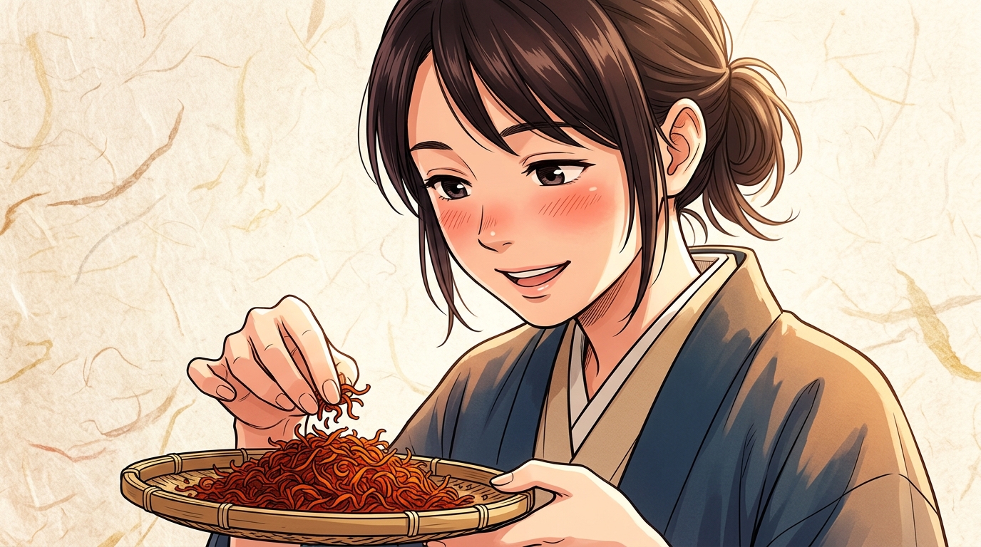 和紅茶の茶葉を選ぶ女性