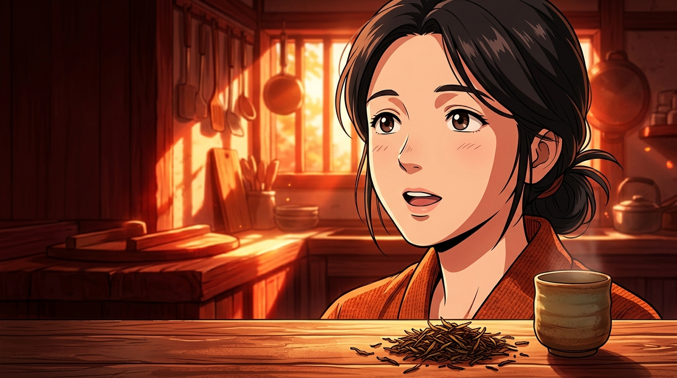 和紅茶の茶葉と女性