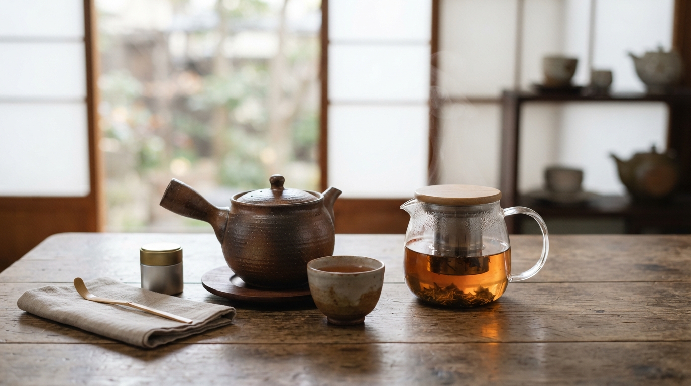 和紅茶を淹れる急須とガラスのティーポット（和紅茶の道具の選び方）